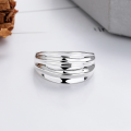 wholesale S925 Sterling Silver European and American Minimalist Style Wave Pattern Wide Opening Ring Trendy Versatile Index Finger Ring-0-2