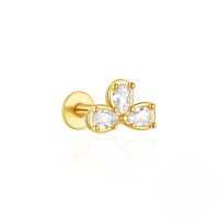 wholesale 925 Sterling Silver Bow Triangle Zircon Flat Head Ear Bone Piercing Stud Earrings-Single gold #2