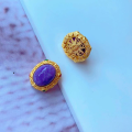 wholesale S925 silver gold-plated natural charoite bread bead spacer DIY accessory semi-finished jewelry for bracelets and necklaces-0-5