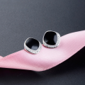 wholesale S925 sterling silver geometric black earrings, trendy European and American fashion, minimalist and, niche-style stud earrings for women-0-5