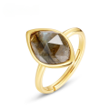 wholesale S925 Sterling Silver Geometric African Labradorite Rhombus Ring Minimalist Wholesale Jewelry-0-0