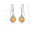 wholesale S925 Silver Light Luxury Natural Yellow Crystal Gemstone Earrings, High-End Sense with Inlaid Natural Gemstone Ear Accessories-0-3