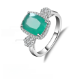 wholesale 925 Sterling Silver Designer Natural Green Agate Ring Luxurious and Fashionable Elegance Natural Gemstone Ring Live-0-0