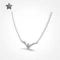 wholesale S925 Sterling Silver Advanced Sense Exquisite Luxury Round Zircon Inlaid V-Shape Design Fashion Versatile Choker Necklace for Women-0-0