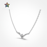 wholesale S925 Sterling Silver Advanced Sense Exquisite Luxury Round Zircon Inlaid V-Shape Design Fashion Versatile Choker Necklace for Women-Platinum DY190916-SW-WH 925 silver