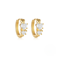 wholesale S925 Sterling Silver Enamel Ins Style Love Teardrop Super Sparkly Zircon Inlaid Hoop Ear Clasp Earrings-Gold#1 925 Silver