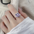 wholesale S925 Sterling Silver Wrapped Purple Zircon Adjustable Niche Luxury Ring Index Finger Ring, Xiaohongshu Viral Hit-0-0