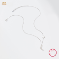 wholesale S925 silver cross-border best-selling star and moon minimalist niche high-end stylish versatile women's necklace-0-4