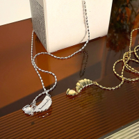 wholesale S925 Sterling Silver Croissant Necklace for Women, Unique and Trendy Exquisite Choker Chain Korean Style Sweater Chain Gift for Girlfriend-[Silver] Croissant Necklace/Approx. 7.95g&gt;TL012987