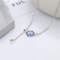 wholesale S925 Sterling Silver Droplet Glaze Small Flower Pendant Tassel Necklace, Fresh and Sweet Pastoral Style Collarbone Chain-0-2