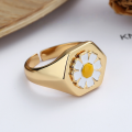 wholesale S925 sterling silver irregular European-American daisy tulip flower open ring trendy personality ring-0-2