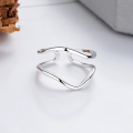 wholesale S925 silver fashionable cross-border Euro-American irregular geometric minimalist trendy niche design open ring-0-1