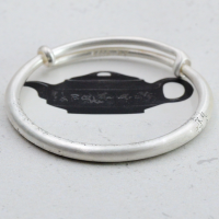 wholesale 9999 Silver Solid Red Rope Heart Sutra Sliding Bangle Retro Ethnic Style Full Moon Children's Day Gift Pair-A pair (excluding rope) about 26 grams