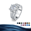 wholesale S925 Sterling Silver 10K Luxury Moissanite Women's Ring Princess Silver Jewelry-0-0