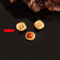 wholesale S925 gold-plated silver with natural red agate and zirconia inlaid square red agate through-hole accessories for DIY handmade jewelry-0-0
