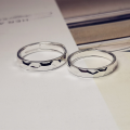 wholesale 925 Sterling Silver Hammered Surface Couple Rings, Minimalist Morning and Evening Matching Student Rings Valentine's Day Gift Unset Open Adjustable-0-1