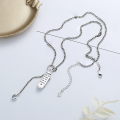 wholesale S925 Sterling Silver Distressed Patchwork Personalized Skateboard Pendant with White Zircon and Tassel Unisex Collarbone Necklace-0-1