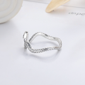 wholesale S925 Silver Retro Vintage Zodiac Snake Coiled Texture Individualistic Cool Style Creative Adjustable Ring-0-3