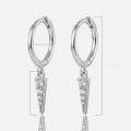 wholesale S925 Silver European and American Cross-Border Trade Pure Silver Earrings with High-End Sense, Long Rivet Cone Ear Clasp, Niche Ear Wholesale-0-9