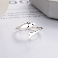 wholesale S925 Sterling Silver Retro Cross-Border European and American Dolphin Lovers Simple and Fashionable Index Finger Adjustable Statement Ring for Women-0-4
