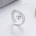 wholesale S925 sterling silver ins Harajuku-style niche design double-layer line sphere openable versatile ring-0-1