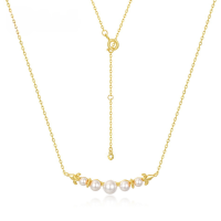 wholesale S925 Silver New Korean Japanese Sweet Style Necklace for Women, Playful Shell Pearl Choker Necklace, Direct from Manufacturer-10K gold + swimming paint  925 silver