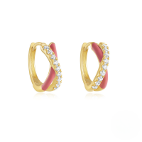 wholesale S925 Sterling Silver Double-layer Cross Drop Earrings With Crystal Heart Teardrop Design-Gold #5-Pink Oil Drop 925 Silver