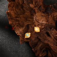 wholesale S925 gold-plated metal with jade back cloud spacer beads hand-strung bead necklace bracelet pendant DIY jewelry accessories-Opal accessories