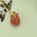 wholesale 18K Gold Vermeil South Red Agate Ancient Chinese Style Necklace Peach Blossom Romance Jewelry Fox Nine-Tailed Fox Pendant Pendant for Women-0-6