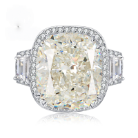 wholesale Silver 12*14mm fat square ice-cut floral ring for women, a hot-selling cross-border item on AliExpress and independent sites in Europe and America-R688 White G Diamond>No. 9