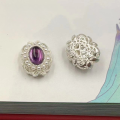 wholesale S925 Silver Gold-Plated Natural Amethyst Oval Bead Spacer Semi-Finished Bracelet DIY Components-0-15
