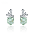 wholesale S925 Silver Light Luxury Natural Gemstone Earrings, Design-Forward Setting with Natural Amethyst and Green Crystal Earrings-0-0