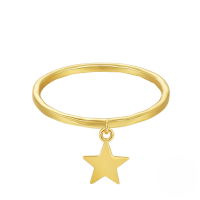 wholesale S925 Sterling Silver Single Row Zircon-encrusted Moon And Star Pendant Engagement Ring, Popular In Europe And America-Gold #6&gt;7