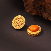 wholesale 925 silver gold-plated openwork pendant with amber back-cloud and through-hole, handmade DIY jewelry accessory for bracelets and necklaces-Beeswax Back Cloud