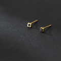 wholesale S925 silver mini square earrings small geometric cube black diamond ear piercing student earrings G8839-0-1