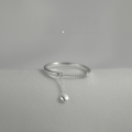 wholesale S925 Silver Nalan Ring for Women, Korean Style Fresh and Simple Smooth Surface Small Bead Chain Adjustable Hand Jewelry J6057-0-0