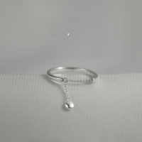 wholesale S925 Silver Nalan Ring for Women, Korean Style Fresh and Simple Smooth Surface Small Bead Chain Adjustable Hand Jewelry J6057-S925 silver ring rose gold model Adjustable opening