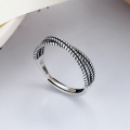 wholesale S925 Sterling Silver Retro Vintage Craft Cross Twist Trendy Fashion Personality Index Finger Open Ring-0-0