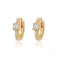 wholesale S925 Sterling Silver Luxury Zircon-studded Circle Ear Cuff, Korean Style Minimalist Elegant Earrings-Gold#2 925 Silver