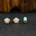 wholesale S925 silver gold-plated enamel five mantra wealth deity through-hole spacer bead bracelet accessory DIY component semi-finished stringing beads-0-9