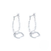 wholesale S925 Sterling Silver Pearl Earrings, Daily Korean Ins Dongdaemun Light Luxury Niche High-end Ear Cuffs And Studs-Platinum