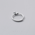 wholesale S925 silver ring for women, Korean-style minimalist heart bow index finger ring, sweet glossy bead ring J8051-0-4