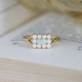 wholesale S925 Gold-Plated Elegant Japanese Dreamy Vintage Opal Ring with Exquisite Pearl, Delicate and Luxurious Jewelry Manufacturer Wholesale-0-0