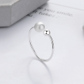 wholesale S925 Sterling Silver Korean Style Minimalist Frosted Brushed Texture Sphere Small Creative Design Ring-0-1
