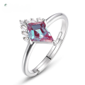 wholesale S925 sterling silver European and American new trendy personalized minimalist kite-cut lab-grown alexandrite ring for women cross-border hot purchase-0-0