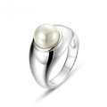 wholesale S925 sterling silver with bright silver plating, Japanese new minimalist fashion shell pearl ring, niche design hand accessory wholesale-0-0