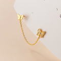 wholesale S925 sterling silver diamond-inlaid butterfly ear chain double ear piercing integrated temperament earring G9089-0-1