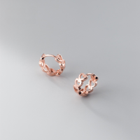 wholesale S925 silver ear studs, Korean style fresh and simple hollow geometric heart, sweet and girlish ear accessories G8538-S925 silver pair rose gold 925 silver