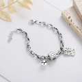 wholesale S925 silver retro vintage lucky smiley patch small ball pendant creative trendy design thick bracelet-0-1