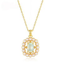 wholesale [Gold Plated 925 Silver] New Japanese Retro Court-style Grape Stone Geometric Pendant Collarbone Chain, Niche Design-Pendant without chain 925 silver